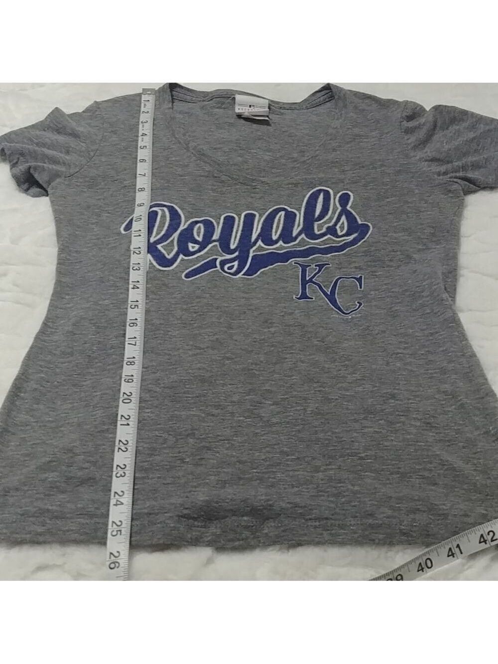 5th & Ocean Kansas City Royals Grey Short Sleeve V Neck Top M - Picture 6 of 10